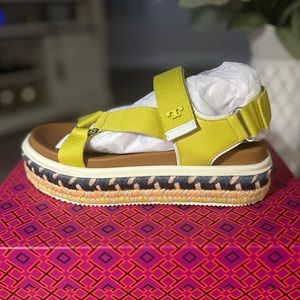 BRAND NEW Tory Burch Sport Sandal Nylon Webbing/Eva Yellow/Caramel Corn